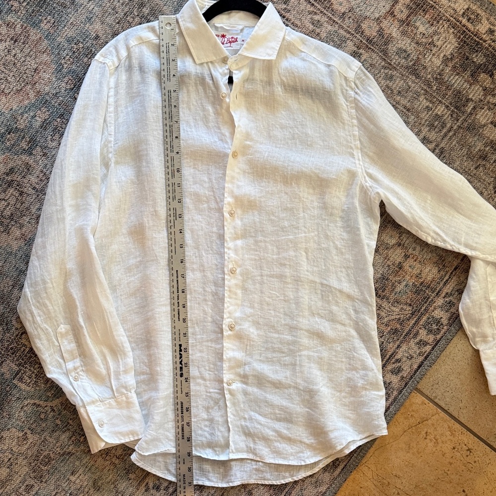 MC2 Saint Barth White 100% Linen Button Down Shirt Lightweight Summer Resort - M - Picture 11 of 12